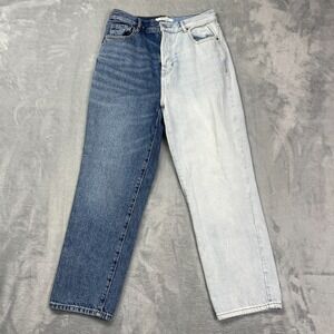 PacSun Jeans Womens 28 (28x26) Two Tone Blue Denim Split-wash High Rise Straight